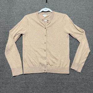 J.Crew Womens M 100% Cotton Tan Cardigan Preppy Old Money